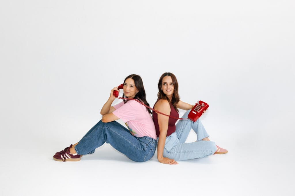Aimee and Ash from Coja Creative at Studio Sohl in Warrnambool Victoria. Wide landscape shot on the white background.