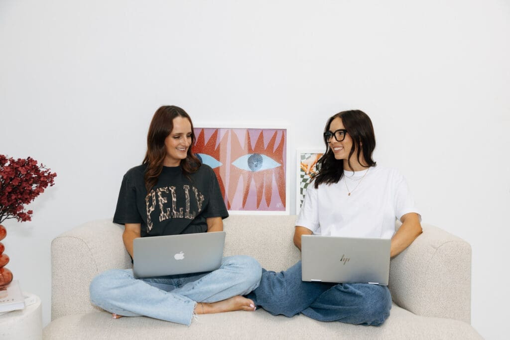 Aimee and Ash from Coja Creative at Studio Sohl in Warrnambool Victoria. Lounge room setting.