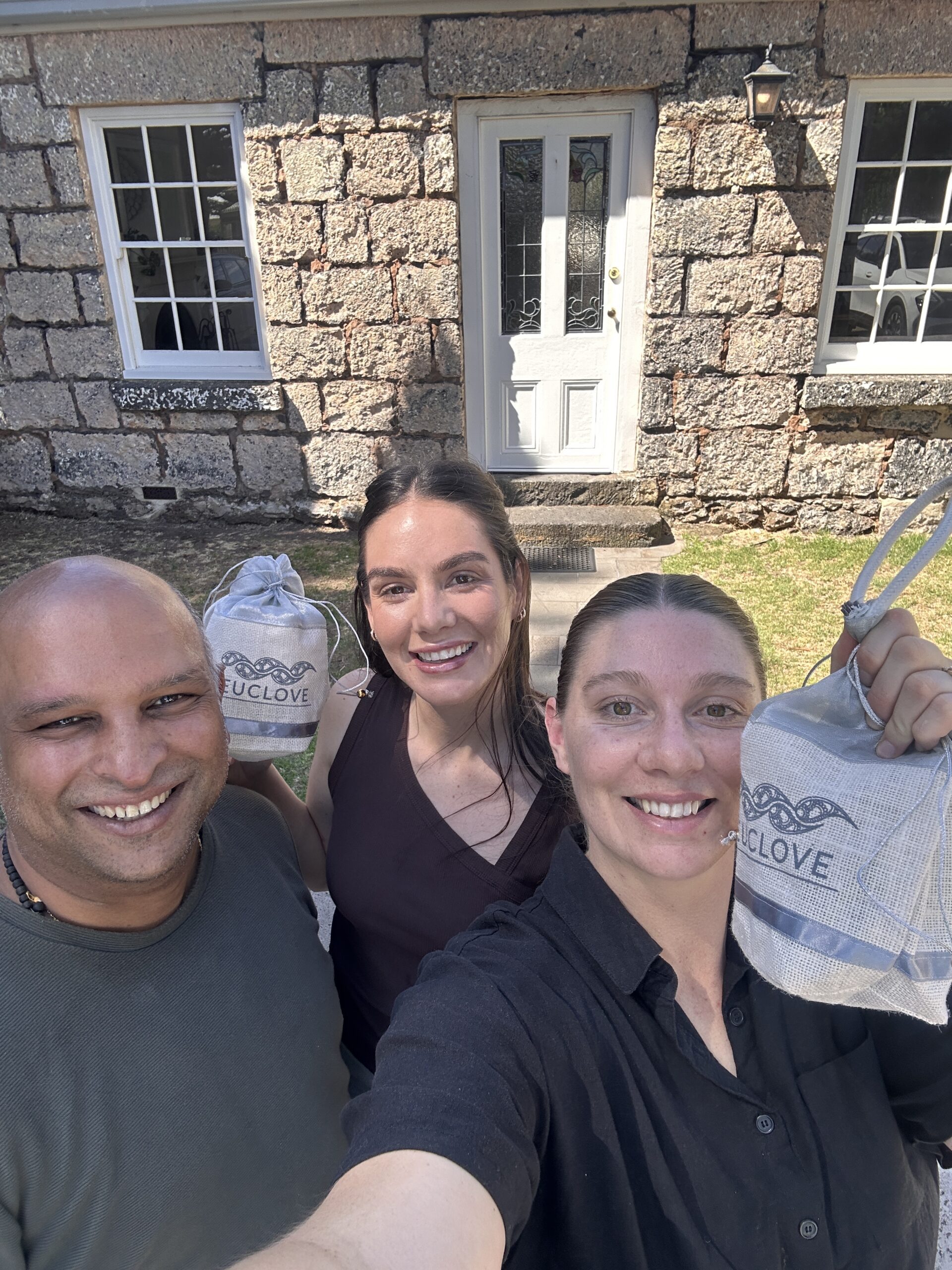 Euclove Brand owner - Srini, Model - Leah and myself after a branding shoot early 2026.